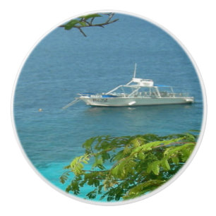 Bouton De Porte En Céramique Bonaire Vue océan avec coque en céramique bateau