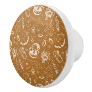 Bouton De Porte En Céramique bonhomme de neige de noël