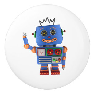 Bouton De Porte En Céramique Bonjour de ondulation de robot bleu de jouet