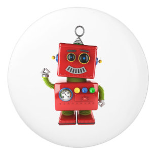 Bouton De Porte En Céramique Bonjour de ondulation de robot rouge de jouet