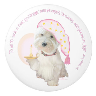 Bouton De Porte En Céramique Bonne nuit Westie
