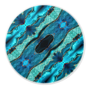 Bouton De Porte En Céramique Bonnet en céramique en marbre bleu turquoise et ma