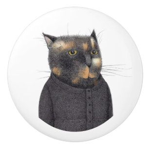Bouton De Porte En Céramique Bonnet en céramique MAID CAT DE LA FEMME