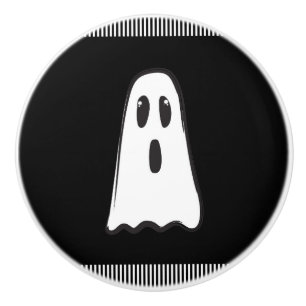 Bouton De Porte En Céramique BOO! Fantôme Mignon Halloween Noir Blanc