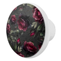 Bordeaux Red Roses Shadowy Grey Floral