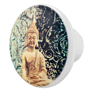Bouton De Porte En Céramique Bouddha assis Terre Elégant Zen Illumination