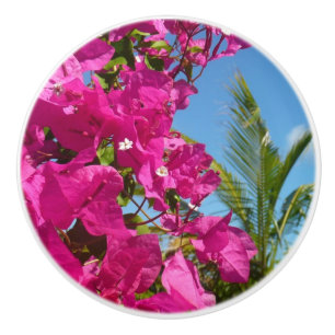 Bouton De Porte En Céramique Bougainvilliers et palmiers paysage tropical