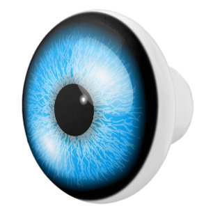 Bouton De Porte En Céramique Boule oculaire réaliste bleu flippant