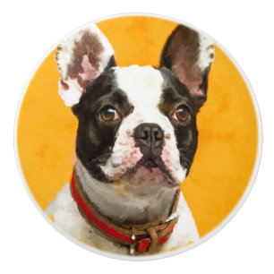 Bouton De Porte En Céramique Bouledogue français - chien de Frenchie