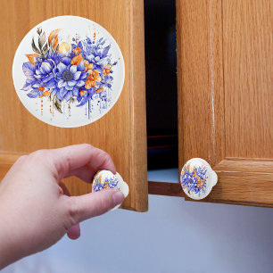 Bouton De Porte En Céramique Bouquet Brillant Éclatant