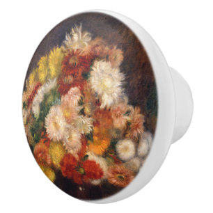 Bouton De Porte En Céramique Bouquet de Chrysanthemums Renoir