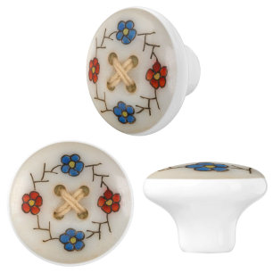 Bouton De Porte En Céramique Bouton à coudre Vintage mignon en céramique