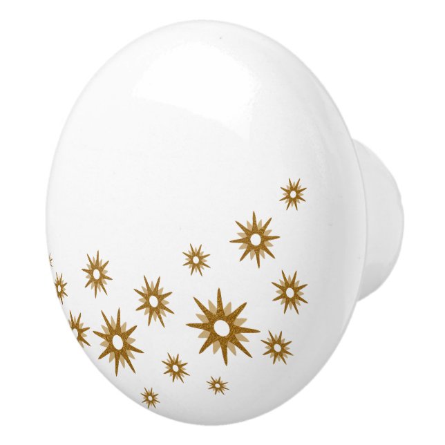 Bouton De Porte En Céramique Bouton céramique White & Gold Starbursts (Droite)