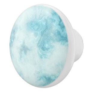 Bouton De Porte En Céramique Bouton de céramique bleu et gris marbré