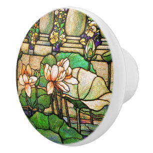 Bouton De Porte En Céramique Bouton de Lotus en verre souillé de Nouveau