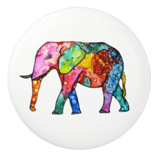 Bouton De Porte En Céramique Bouton de porte à éléphant coloré - Céramique