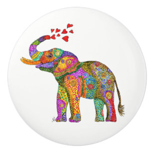 Bouton De Porte En Céramique Bouton de porte à éléphant coloré - Céramique
