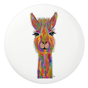 Bouton De Porte En Céramique Bouton de porte Llama mignon et coloré - Céramique