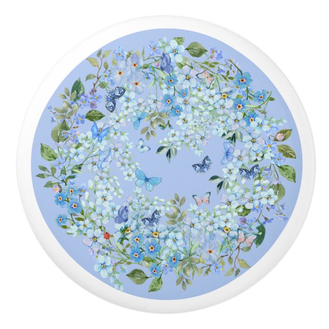 Bouton De Porte En Céramique Bouton de tiroir en céramique fleurie (Devant)