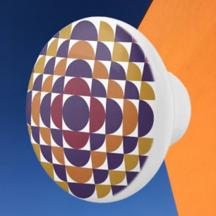 Bouton De Porte En Céramique Bouton en céramique à cercles géométriques rétro