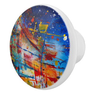 Bouton De Porte En Céramique Bouton en céramique à éclaboussures de peinture ab