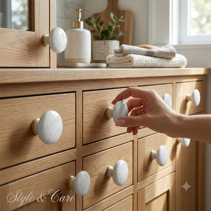 Bouton De Porte En Céramique Bouton en céramique à finition marbre élégant pour