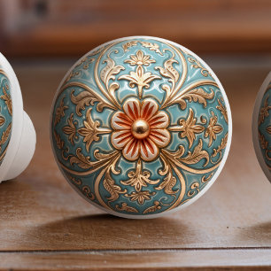 Bouton De Porte En Céramique Bouton en céramique à fleur baroque