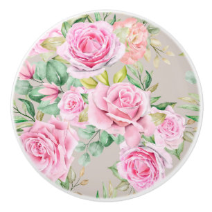 Bouton De Porte En Céramique Bouton en céramique à motif floral