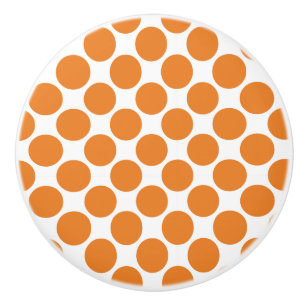 Bouton De Porte En Céramique Bouton en céramique à pois orange et blanc
