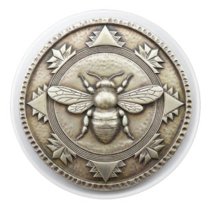 Bouton De Porte En Céramique Bouton en céramique Abeille argentée