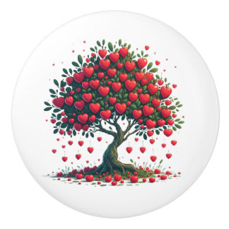 Bouton De Porte En Céramique Bouton en céramique avec arbre d'amour imprimé