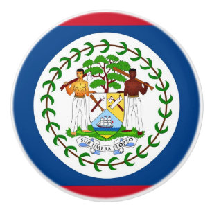 Bouton De Porte En Céramique Bouton en céramique avec drapeau de Belize