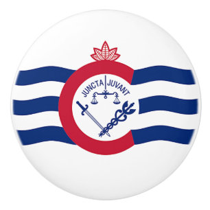 Bouton De Porte En Céramique Bouton en céramique avec drapeau de Cincinnati, US