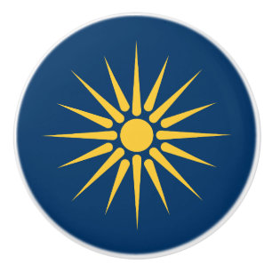 Bouton De Porte En Céramique Bouton en céramique avec drapeau de Macédoine, Grè
