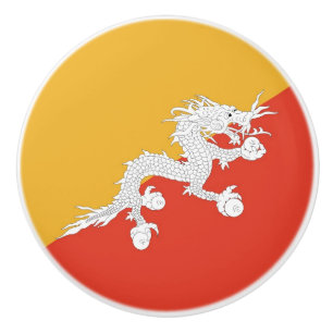 Bouton De Porte En Céramique Bouton en céramique avec drapeau du Bhoutan