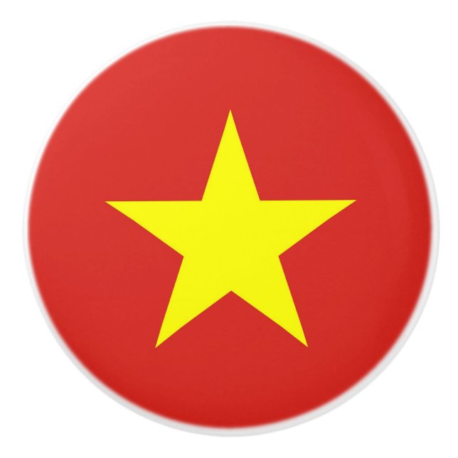 Bouton De Porte En Céramique Bouton en céramique avec drapeau du Vietnam (Devant)