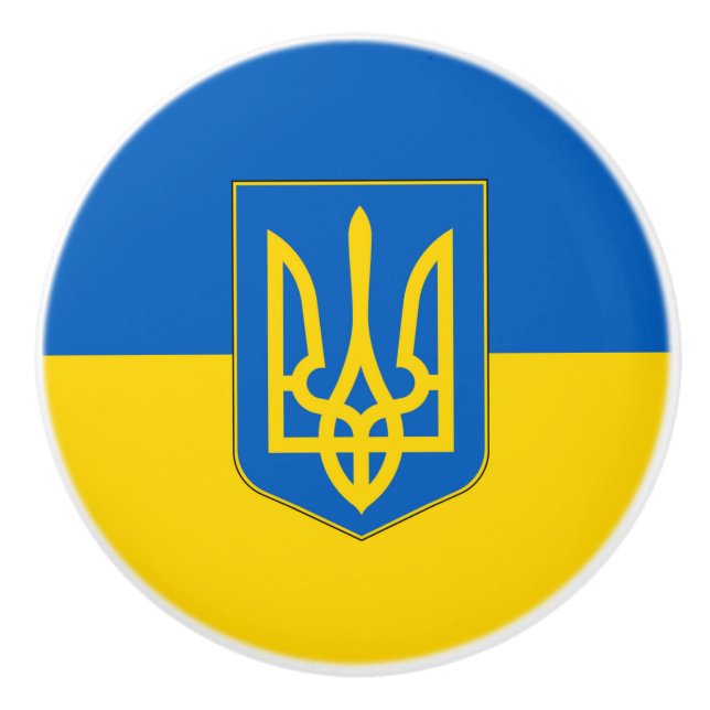 Bouton De Porte En Céramique Bouton en céramique avec drapeau d'Ukraine (Devant)