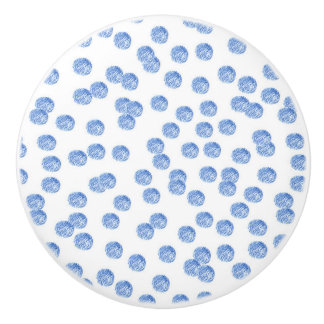 Bouton De Porte En Céramique Bouton en céramique avec le pois bleu