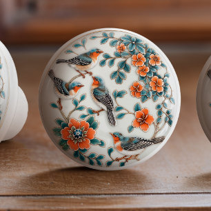 Bouton De Porte En Céramique Bouton en céramique aviaire enchâssée