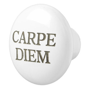 Bouton De Porte En Céramique Bouton en céramique blanche Carpe Diem