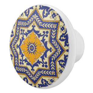 Bouton De Porte En Céramique Bouton en céramique bleu de style en céramique