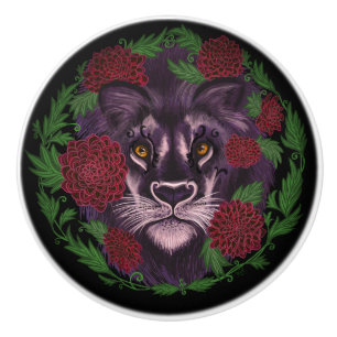 Bouton De Porte En Céramique Bouton en céramique Dalia Lion Noir