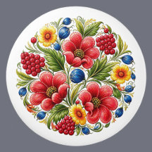 Bouton en céramique d'art populaire de Petrykivka