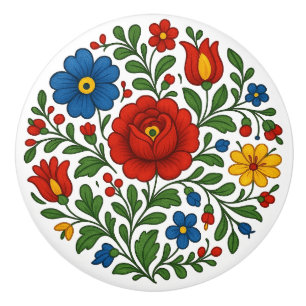 Bouton De Porte En Céramique Bouton en céramique d'art populaire floral Kalocsa