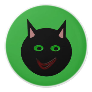 Bouton De Porte En Céramique Bouton en céramique de chat noir d'Halloween