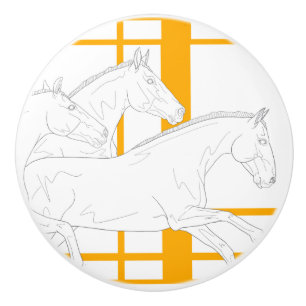Bouton De Porte En Céramique Bouton en céramique de chevaux de troupeau