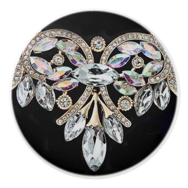 Bouton De Porte En Céramique Bouton en céramique de collier de diamants (Devant)