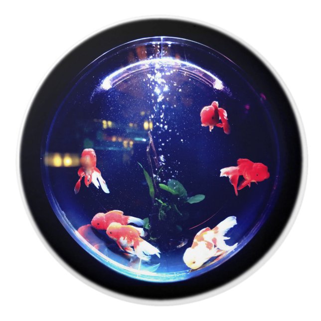 Bouton De Porte En Céramique Bouton en céramique de cuvette de poisson rouge (Devant)