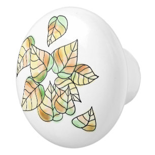 Bouton De Porte En Céramique Bouton en céramique de feuille d'automne