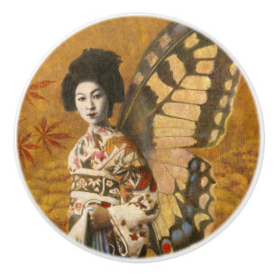 Bouton De Porte En Céramique Bouton en céramique de geisha vintage
